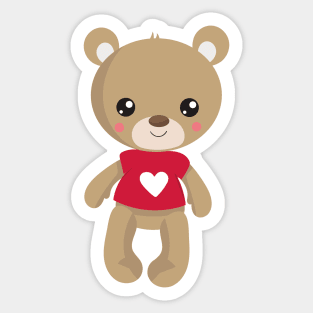 Valentine's Day Bear, Teddy Bear, Love, Hearts Sticker